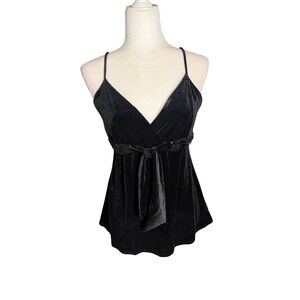 Y2K Velvet Tie Front Cami Top – Medium (NWT)